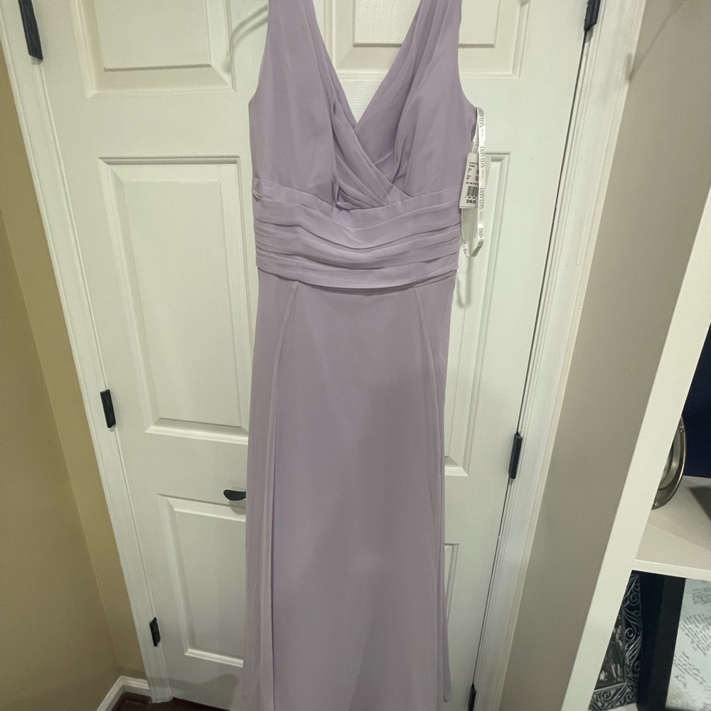 Never Worn David's Bridal Purple Ruched Maxi Gown V-neck Sleeveless